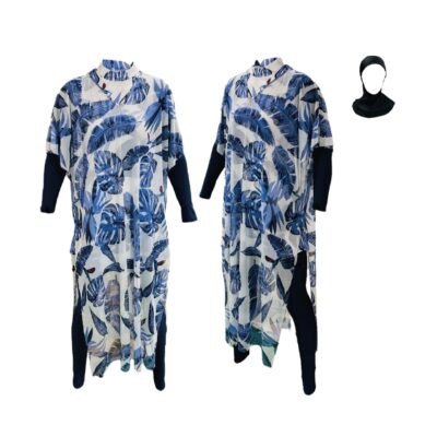 Burkini Navy Blue White 4 Piece