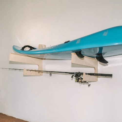 MONKS Wall Mounted Ski & Fishing Rod Rack – Birch Plywood Storage - Image 2